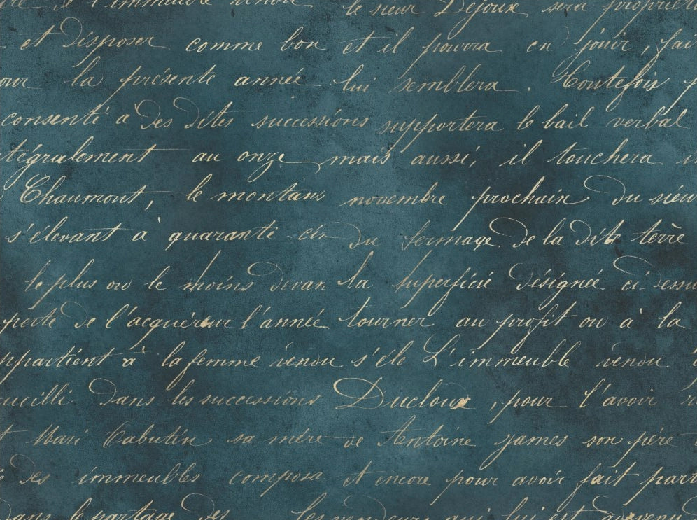 Decoupage Tissue Paper - Calligraphy on Teal Background (38.1cm x 50.8cm) - Rustic Farmhouse Charm
