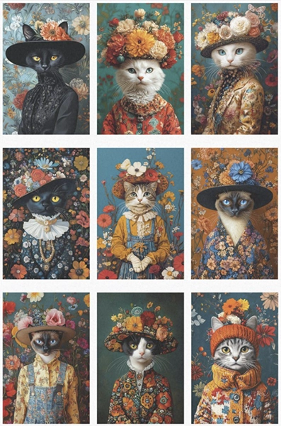 Decoupage Tissue Paper - Cat Collage 1 (50.8cm x 76.2cm) - Rustic Farmhouse Charm