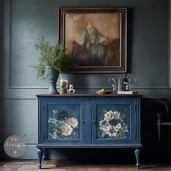 NEW! CERULEAN BLOOMS Redesign Maxi Transfer (2 sheets, each 30.48cm x 30.48cm) - Rustic Farmhouse Charm