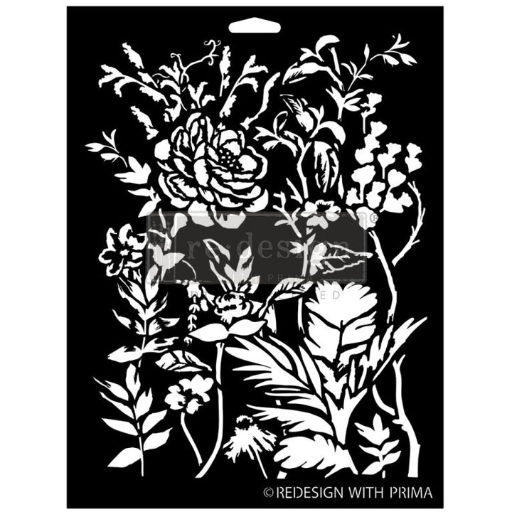 NEW! CERULEAN BLOOMS Redesign Stencil (22.86cm x 30.48cm) - Rustic Farmhouse Charm