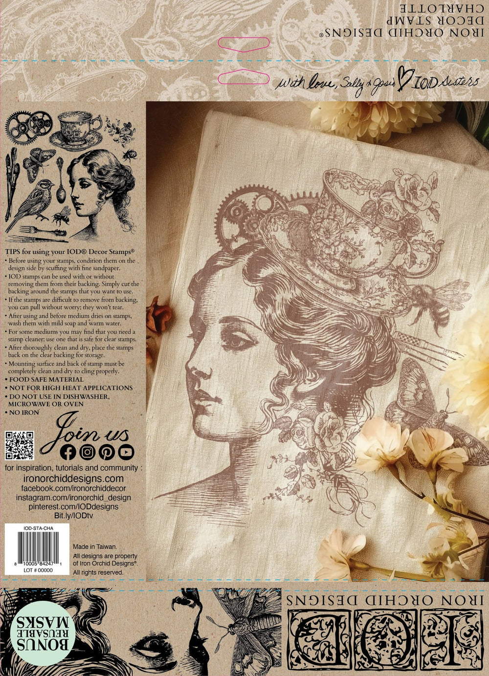 IOD Stamp - CHARLOTTE (12"x12", 30.48cm x 30.48cm) - Rustic Farmhouse Charm