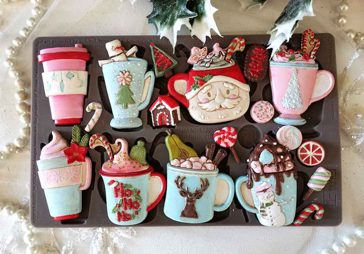 NEW! Redesign Mould - CHEERFUL CUPS (5" x 8") - Rustic Farmhouse Charm