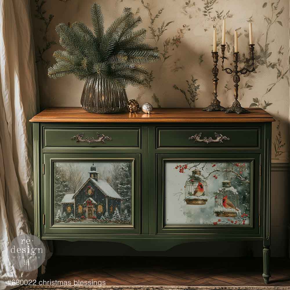 NEW! Redesign A3 Decoupage Fibre Paper Pack of 3 - CHRISTMAS BLESSINGS (29.7cm x 41.9cm) - Rustic Farmhouse Charm