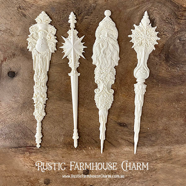 Polyurethane Resin Castings - CHRISTMAS TAPERS (unpainted) - Rustic Farmhouse Charm