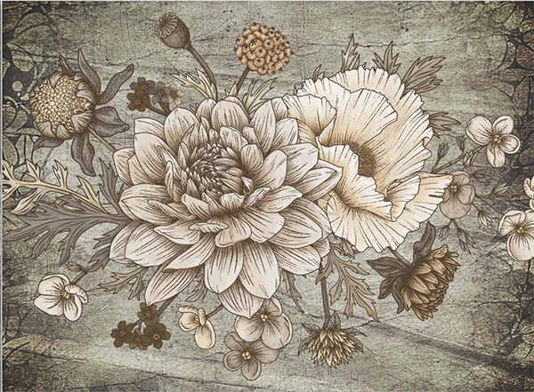 Decoupage Tissue Paper - Chrysanthemums (43.18cm x 58.42cm) - Rustic Farmhouse Charm