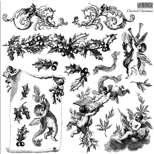 IOD Stamp - CLASSICAL CHRISTMAS (12"x12", 30.48cm x 30.48cm) - Rustic Farmhouse Charm