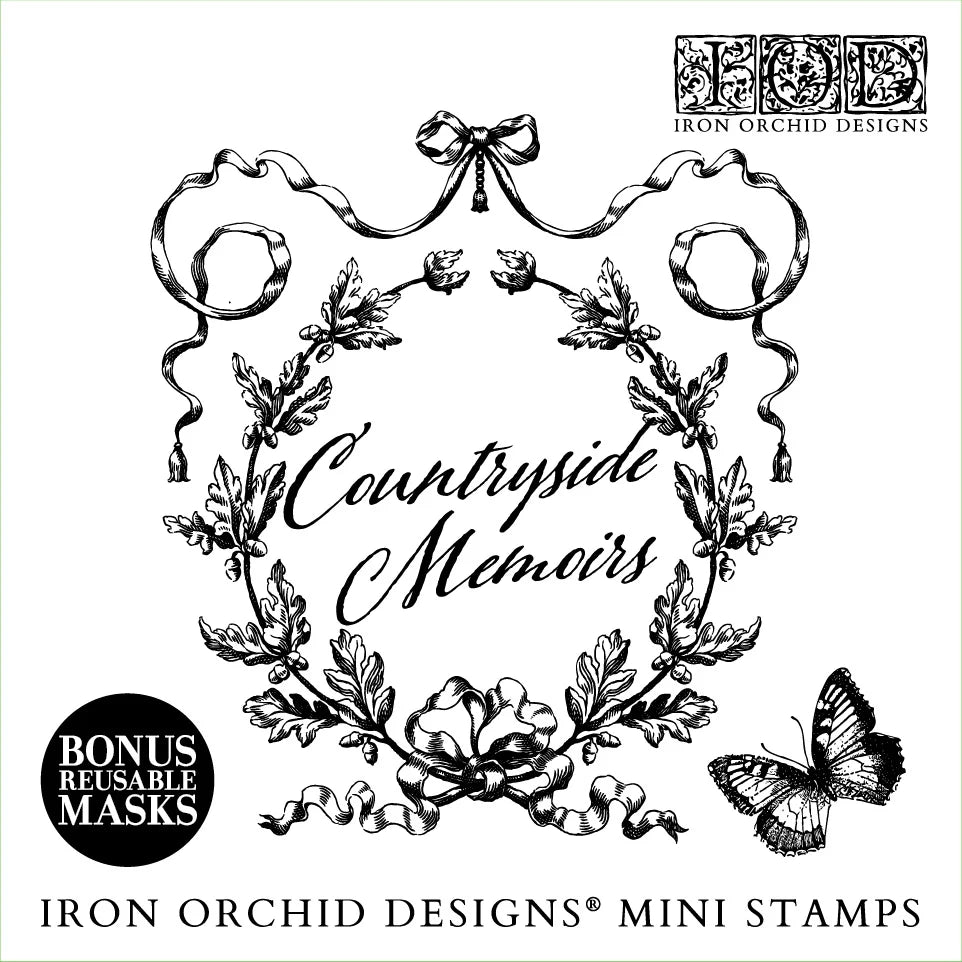 NEW! IOD Stamp Box Set - COUNTRYSIDE MEMOIRS (4x 6"x6", 15.24cm x 15.24cm) - Rustic Farmhouse Charm