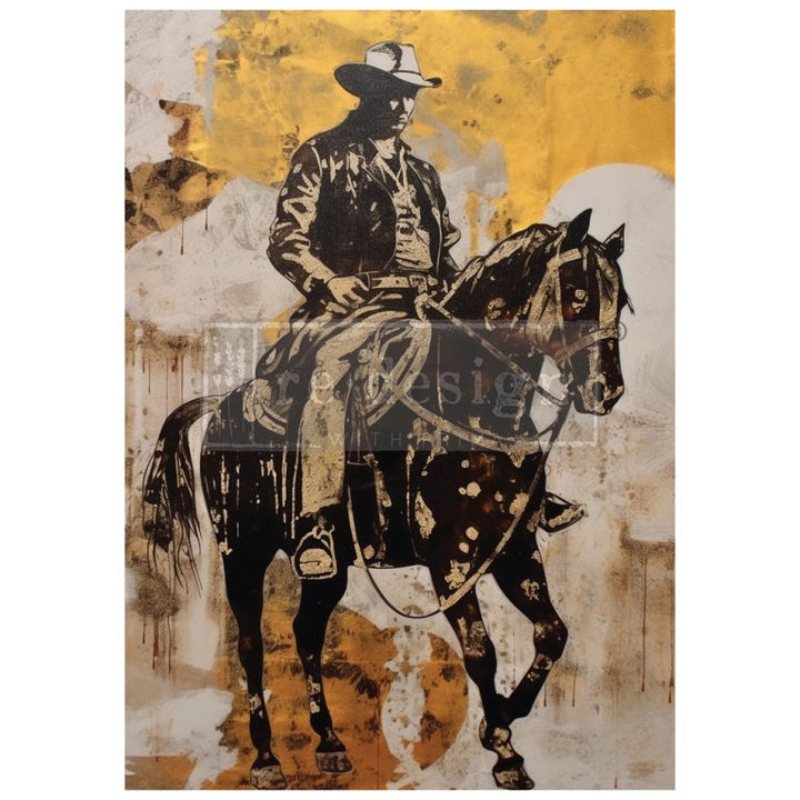 NEW! Redesign A1 Decoupage Fibre Paper - COWBOY CALVARY (59.44cm x 84.07cm) - Rustic Farmhouse Charm