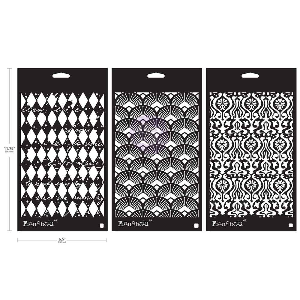NEW! Limited Edition Finnabair Stencil Set – DECADENT WALLS – 3 stencils, 6″x9″ each - Rustic Farmhouse Charm
