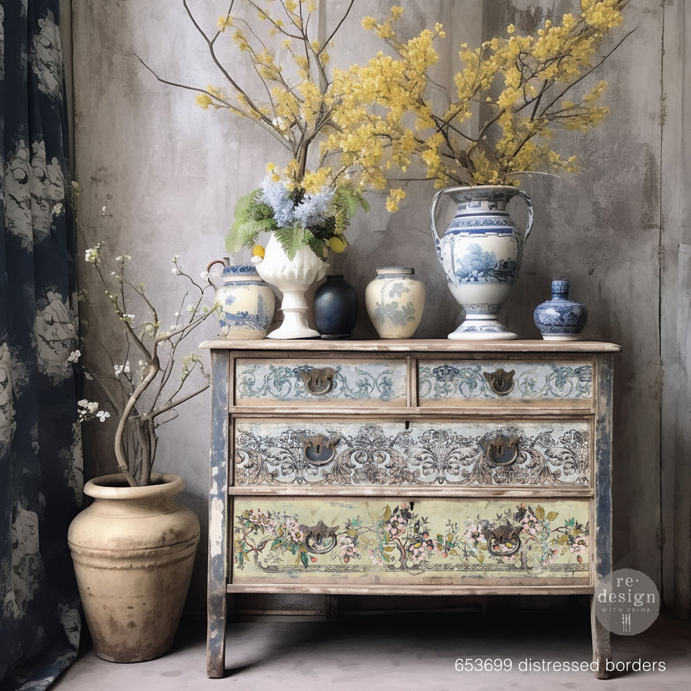 DISTRESSED BORDERS Redesign Transfer (60.96cm x 88.9cm) - Rustic Farmhouse Charm