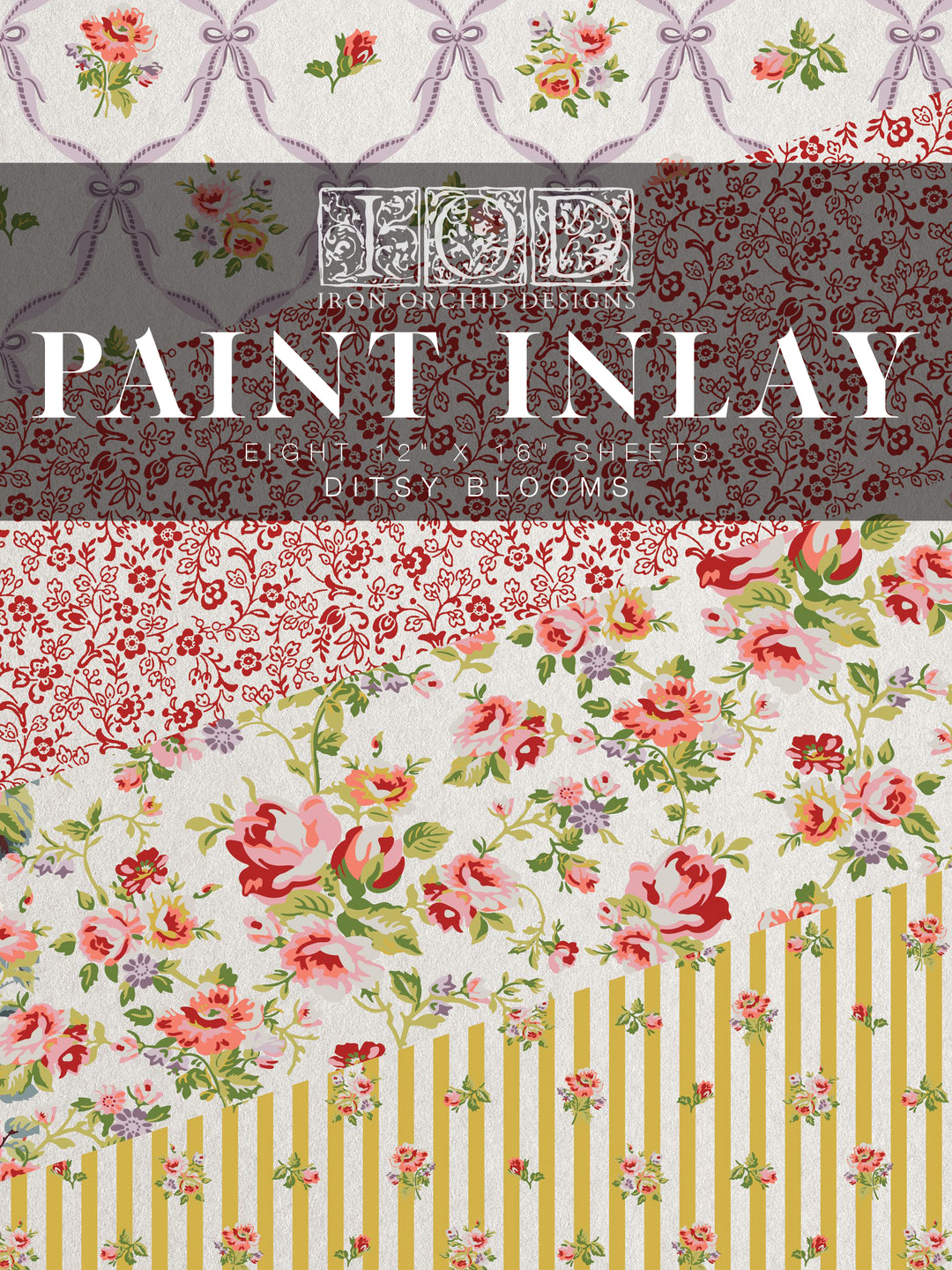 NEW! IOD Paint Inlay - DITSY BLOOM (set of eight 12"x16" sheets) - Rustic Farmhouse Charm