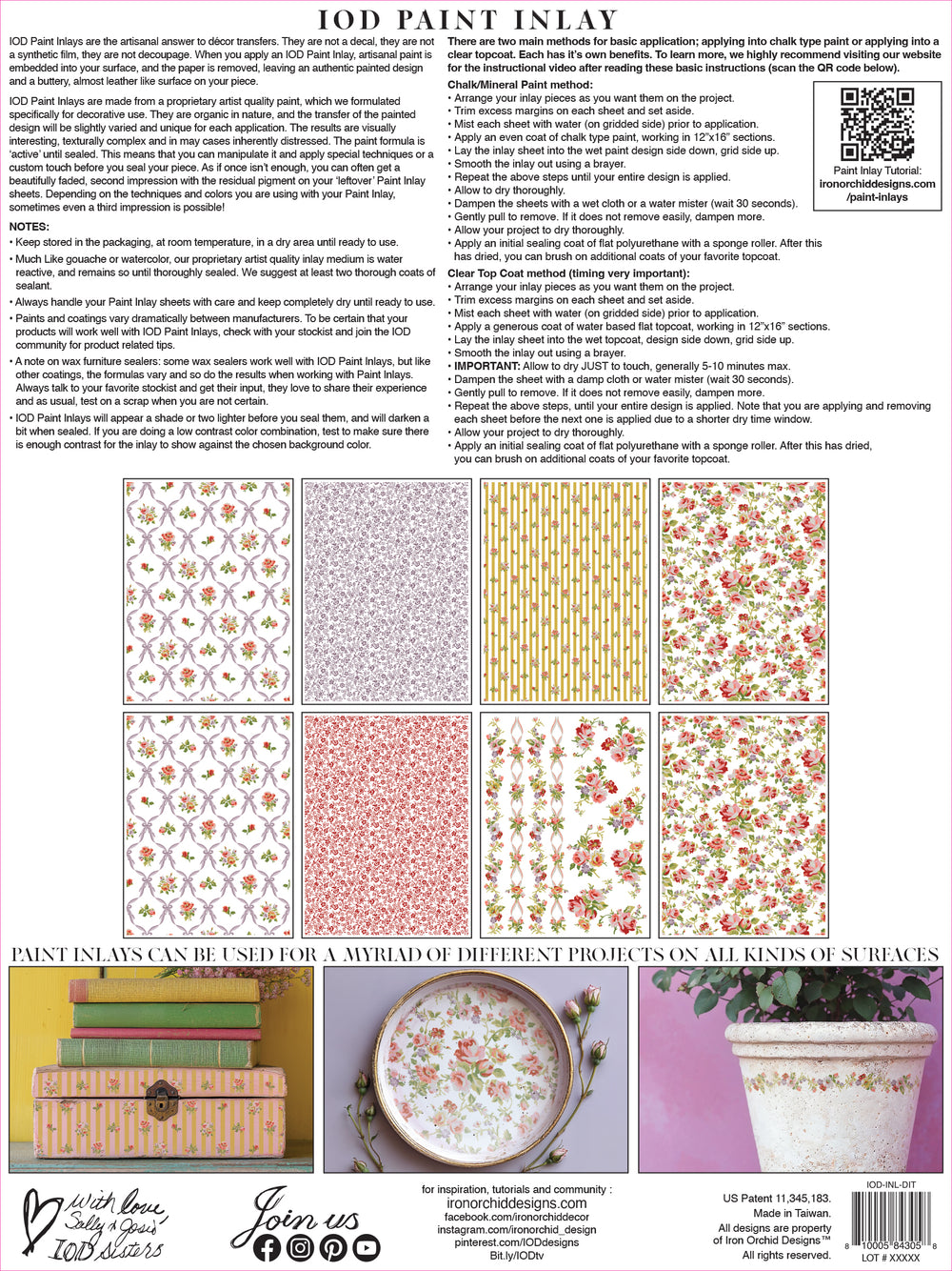 NEW! IOD Paint Inlay - DITSY BLOOM (set of eight 12"x16" sheets) - Rustic Farmhouse Charm