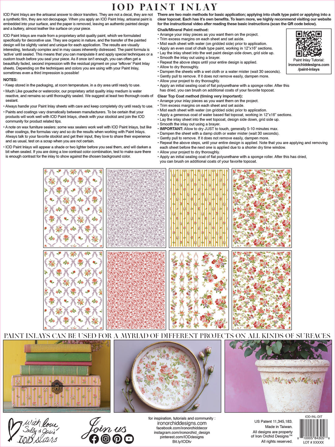 NEW! IOD Paint Inlay - DITSY BLOOM (set of eight 12"x16" sheets) - Rustic Farmhouse Charm