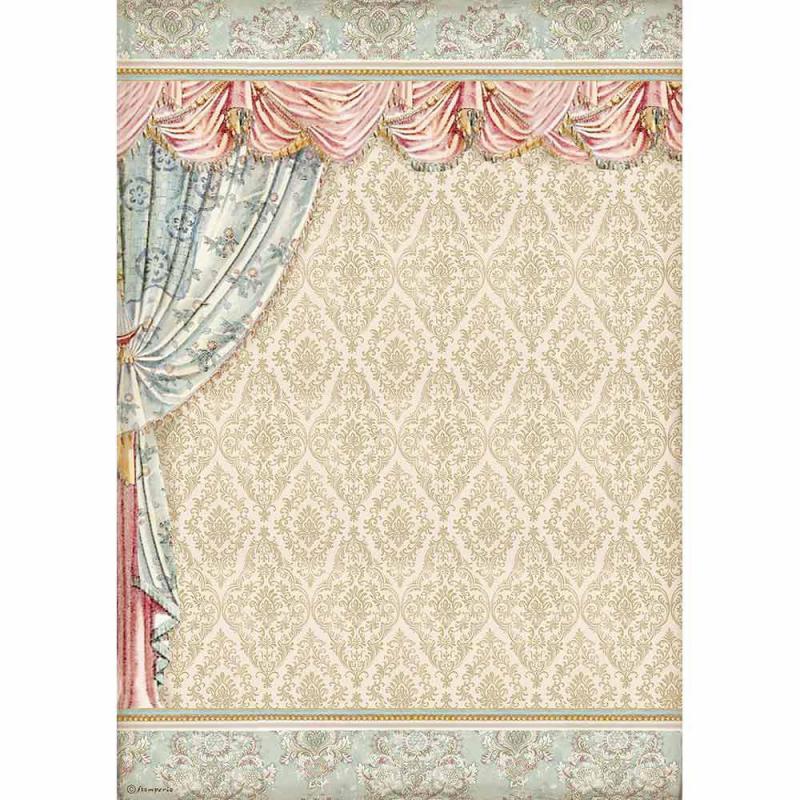 Stamperia Rice Paper - DRAPERY (A3) - Rustic Farmhouse Charm