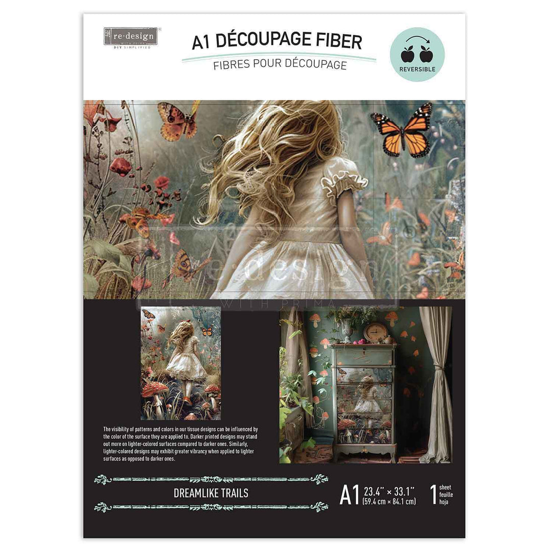 Redesign A1 Decoupage Fibre Paper - DREAMLIKE TRAILS (59.44cm x 84.07cm) - Rustic Farmhouse Charm