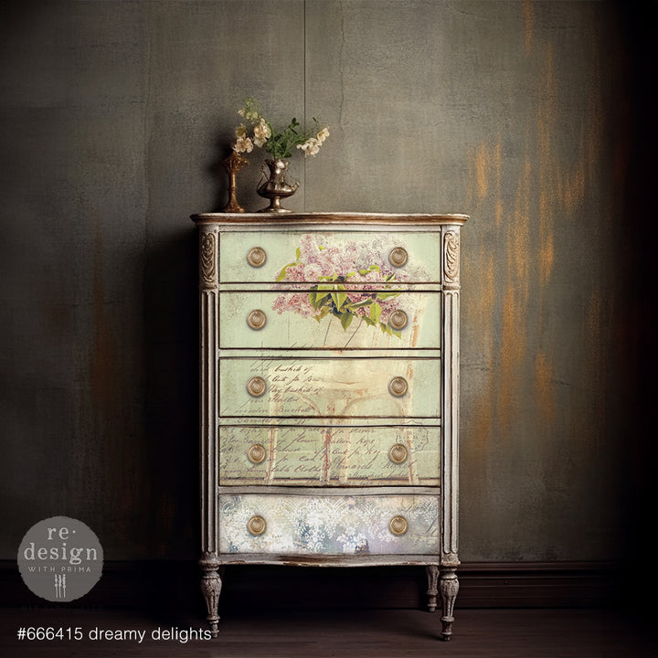 NEW! Redesign Decoupage Tissue Paper Pack - DREAMY DELIGHTS (3 sheets, each 49.53cm x 76.2cm) - Rustic Farmhouse Charm