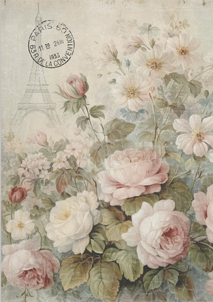 Decoupage Tissue Paper - Eiffel Blooms Portrait (35.56cm x 50.8cm)