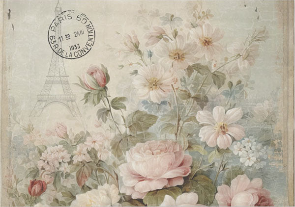 Decoupage Tissue Paper - Eiffel Blooms Portrait (35.56cm x 50.8cm)