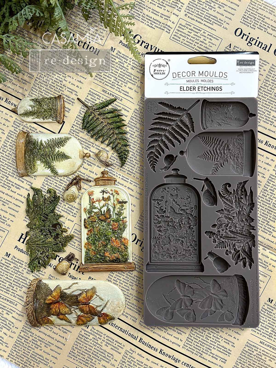 NEW! Redesign Mould - ELDER ETCHINGS (5" x 10") - Rustic Farmhouse Charm