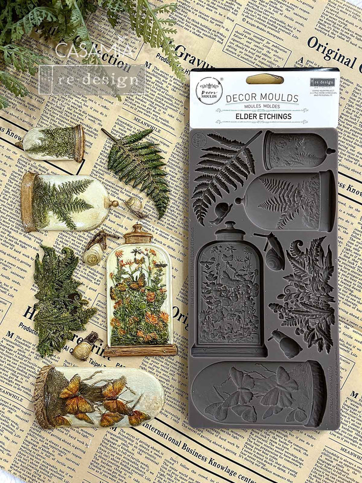 NEW! Redesign Mould - ELDER ETCHINGS (5" x 10") - Rustic Farmhouse Charm