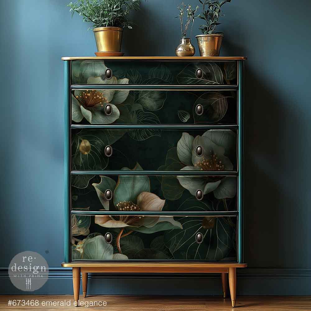 NEW! Redesign Limited A1 Decoupage Fibre Paper - EMERALD ELEGANCE (59.44cm x 84.07cm) - Rustic Farmhouse Charm