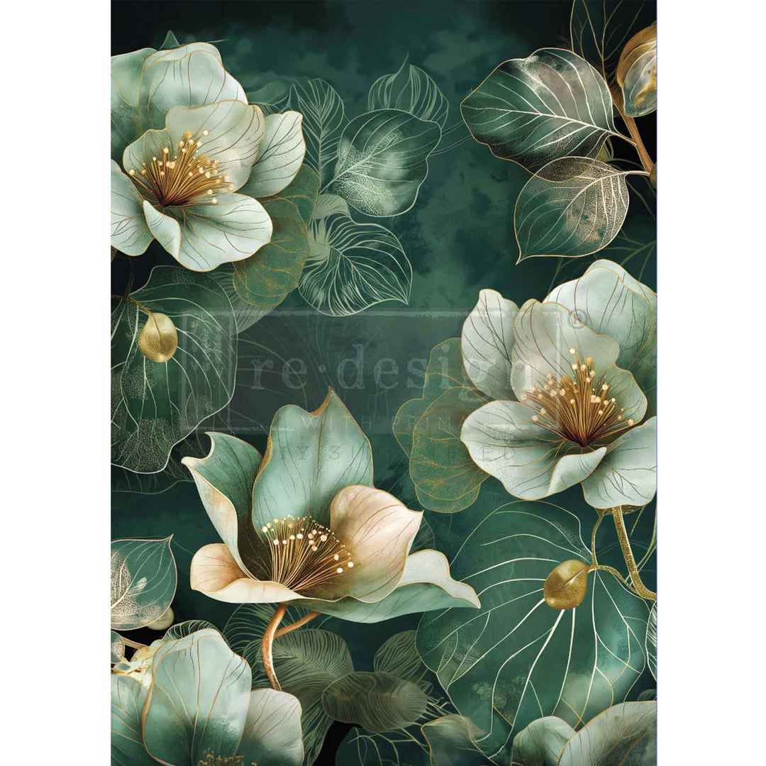 NEW! Redesign Limited A1 Decoupage Fibre Paper - EMERALD ELEGANCE (59.44cm x 84.07cm) - Rustic Farmhouse Charm