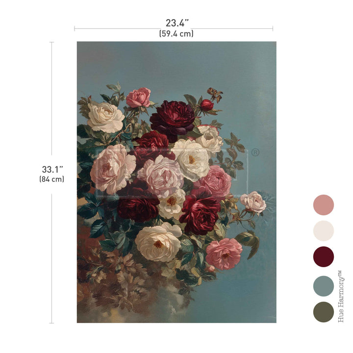 LIMITED! Redesign A1 Decoupage Fibre Paper - ETHEREAL ROSEBUSH (59.44cm x 84.07cm) - Rustic Farmhouse Charm