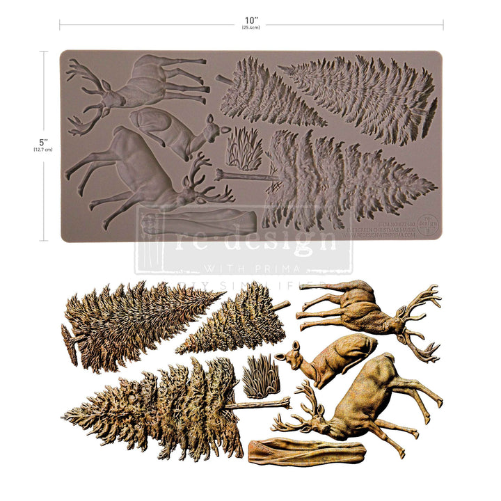 NEW! Redesign Mould - EVERGREEN CHRISTMAS MAGIC (5" x 10") - Rustic Farmhouse Charm