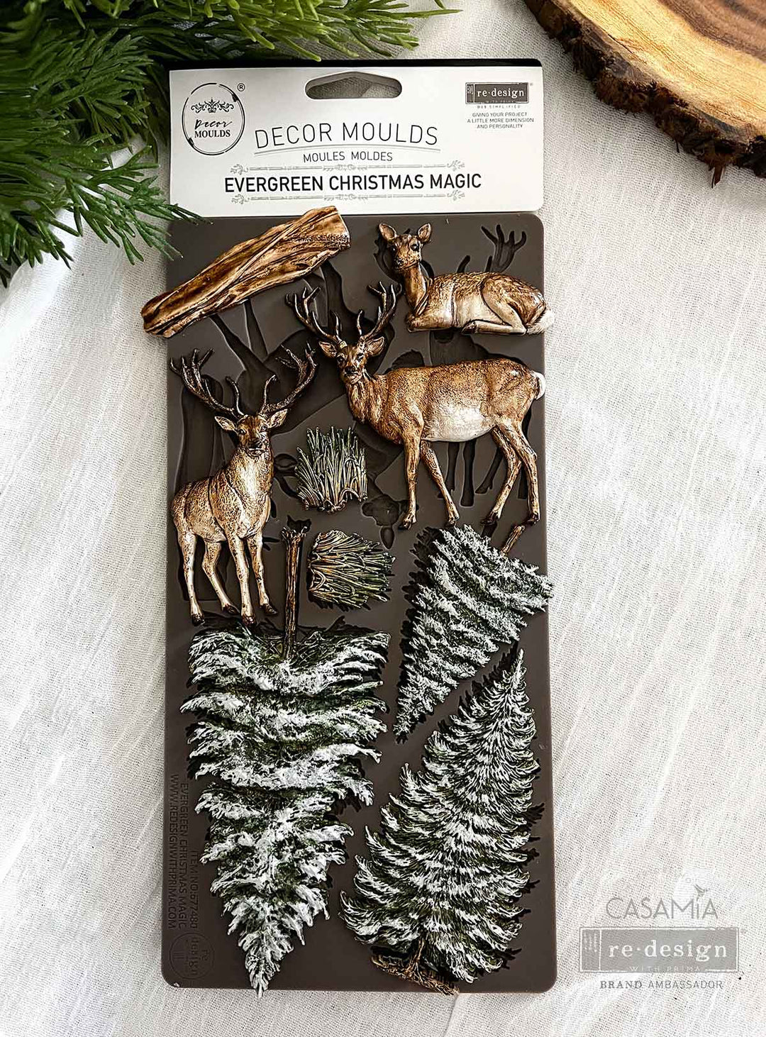 NEW! Redesign Mould - EVERGREEN CHRISTMAS MAGIC (5" x 10") - Rustic Farmhouse Charm