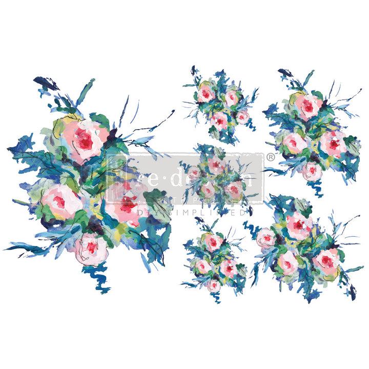 Redesign H20 Transfer - EXPRESSIVE BLOOMS (2 sheets, each 21.59cm x 27.94cm) - Rustic Farmhouse Charm