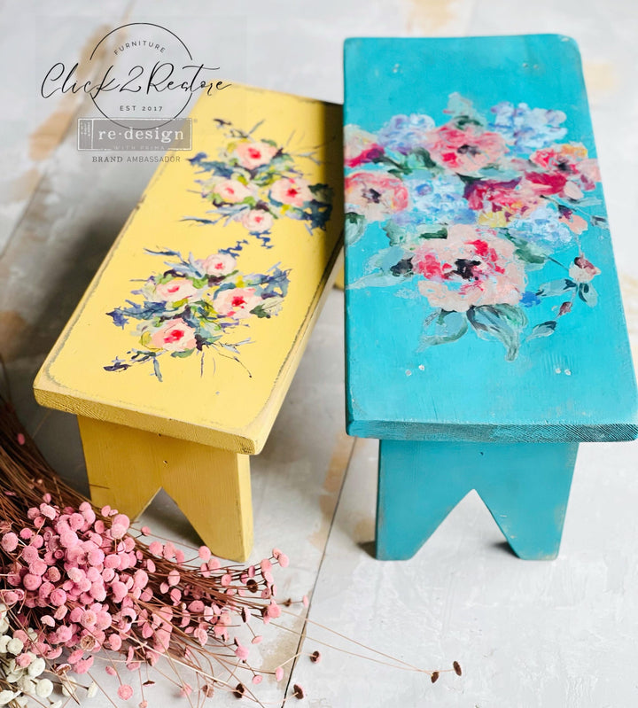 Redesign H20 Transfer - EXPRESSIVE BLOOMS (2 sheets, each 21.59cm x 27.94cm) - Rustic Farmhouse Charm