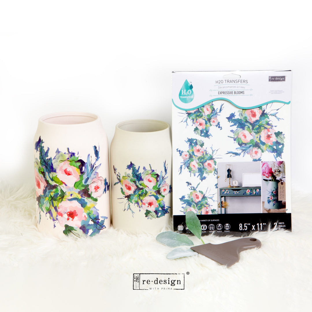 Redesign H20 Transfer - EXPRESSIVE BLOOMS (2 sheets, each 21.59cm x 27.94cm) - Rustic Farmhouse Charm