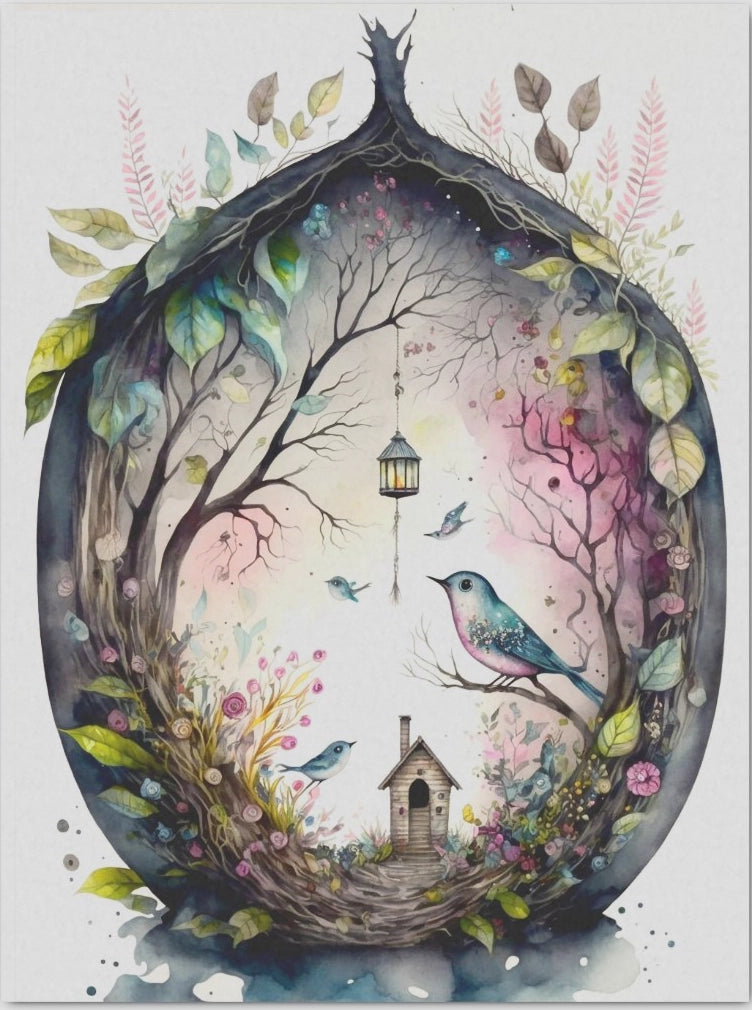 Decoupage Tissue Paper - Fairy Tale Bird House - Rustic Farmhouse Charm