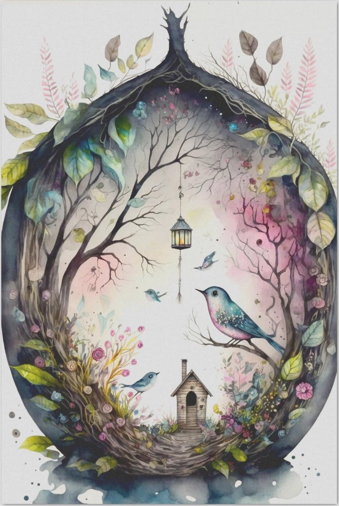 Decoupage Tissue Paper - Fairy Tale Bird House - Rustic Farmhouse Charm