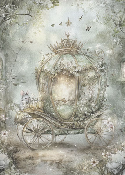 Decoupage Tissue Paper - Fairy Tale Carriage & Mice (25.4cm x 35.56cm) - Rustic Farmhouse Charm