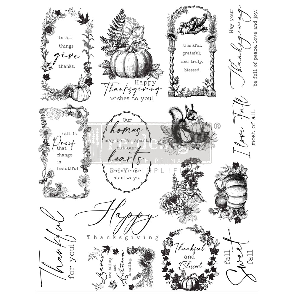 Redesign Clear Stamp Set - FALL SWEET FALL (20.32cm x 27.94cm) - Rustic Farmhouse Charm