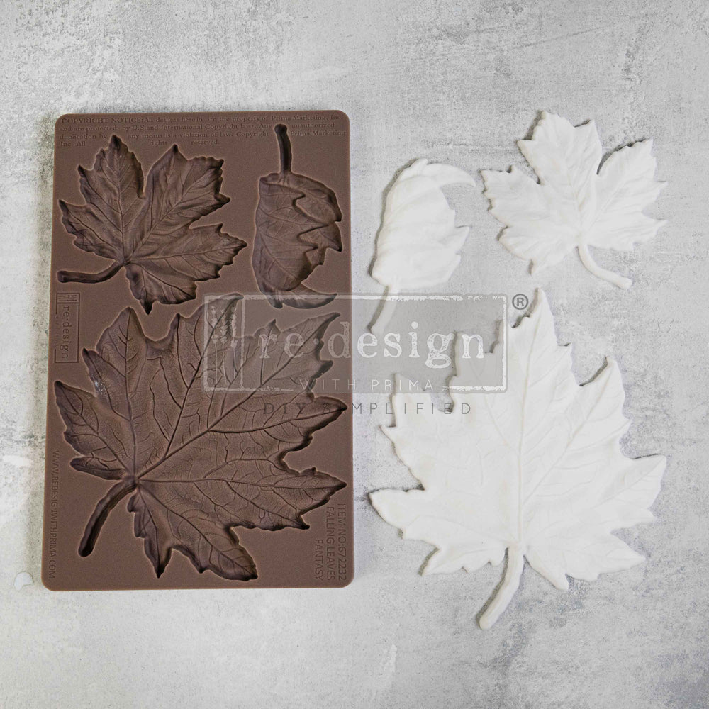 NEW! Redesign Mould - FALLING LEAVES FANTASY (5" x 8") - Rustic Farmhouse Charm