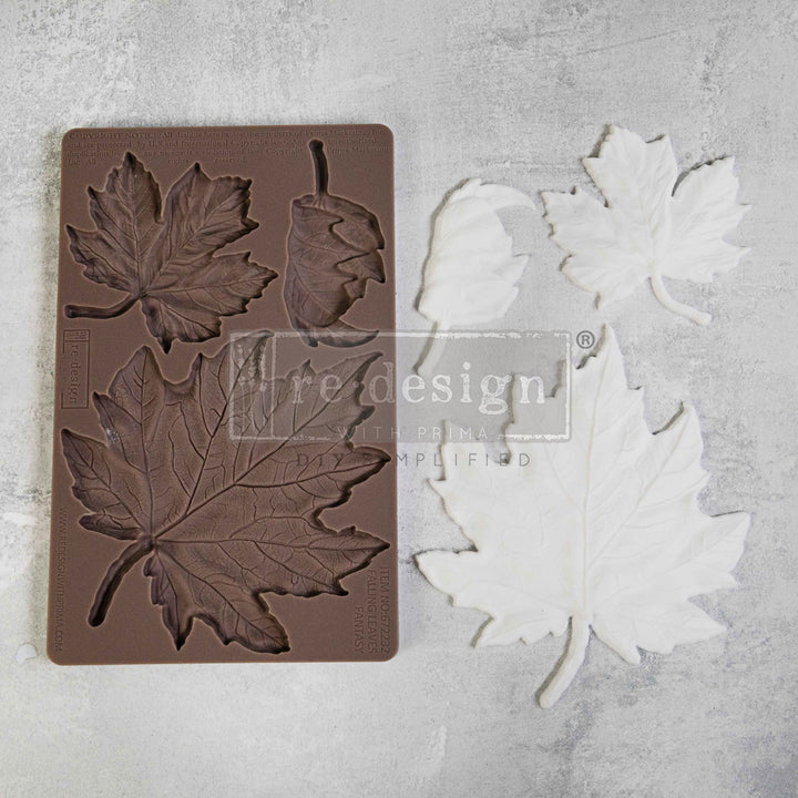 NEW! Redesign Mould - FALLING LEAVES FANTASY (5" x 8") - Rustic Farmhouse Charm