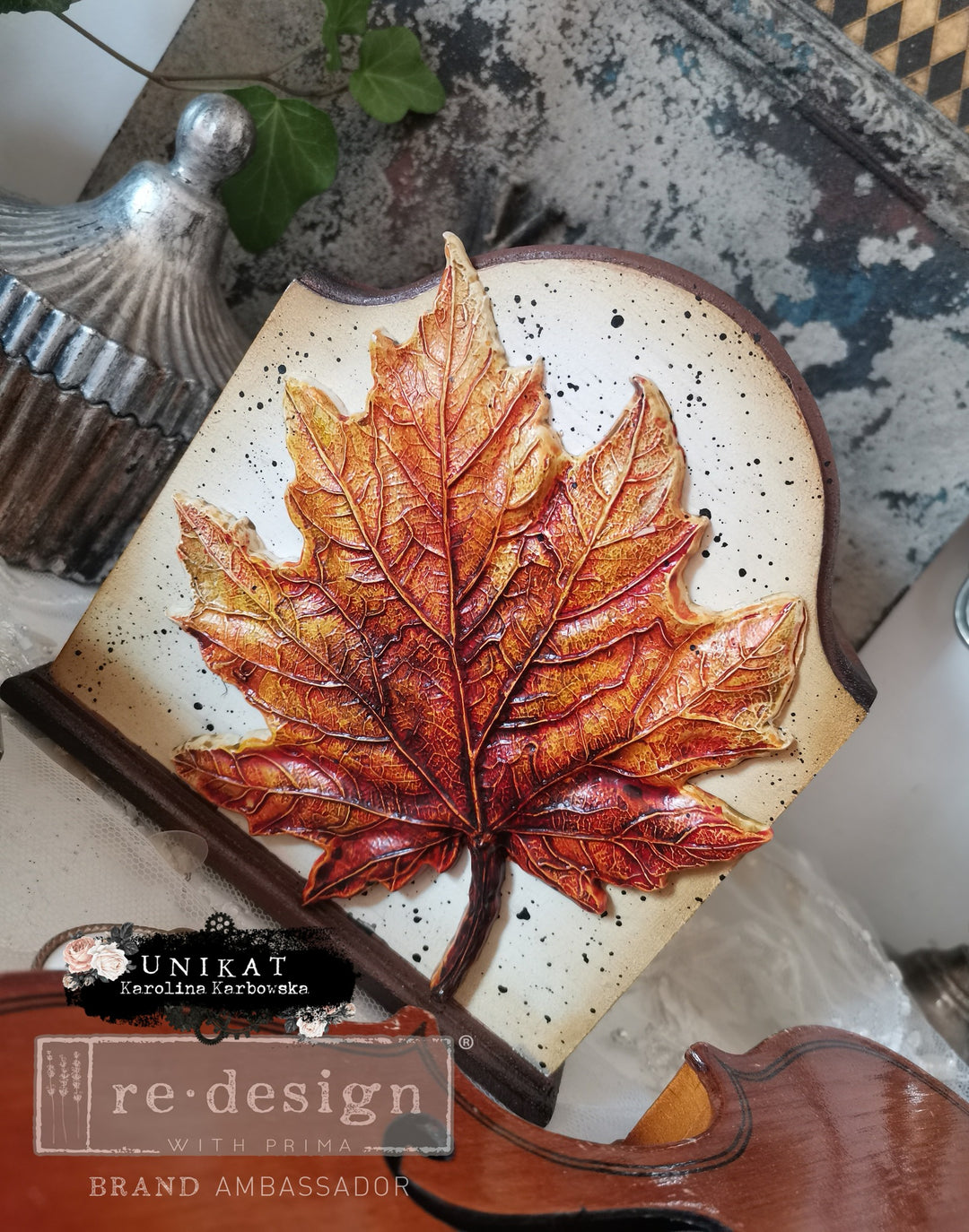 NEW! Redesign Mould - FALLING LEAVES FANTASY (5" x 8") - Rustic Farmhouse Charm