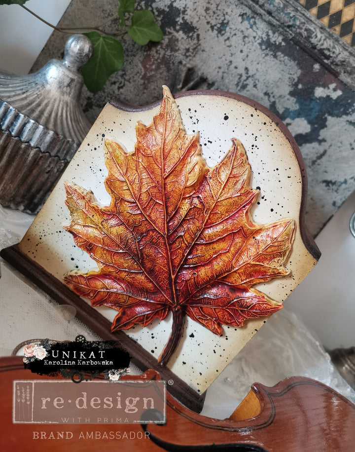 NEW! Redesign Mould - FALLING LEAVES FANTASY (5" x 8") - Rustic Farmhouse Charm