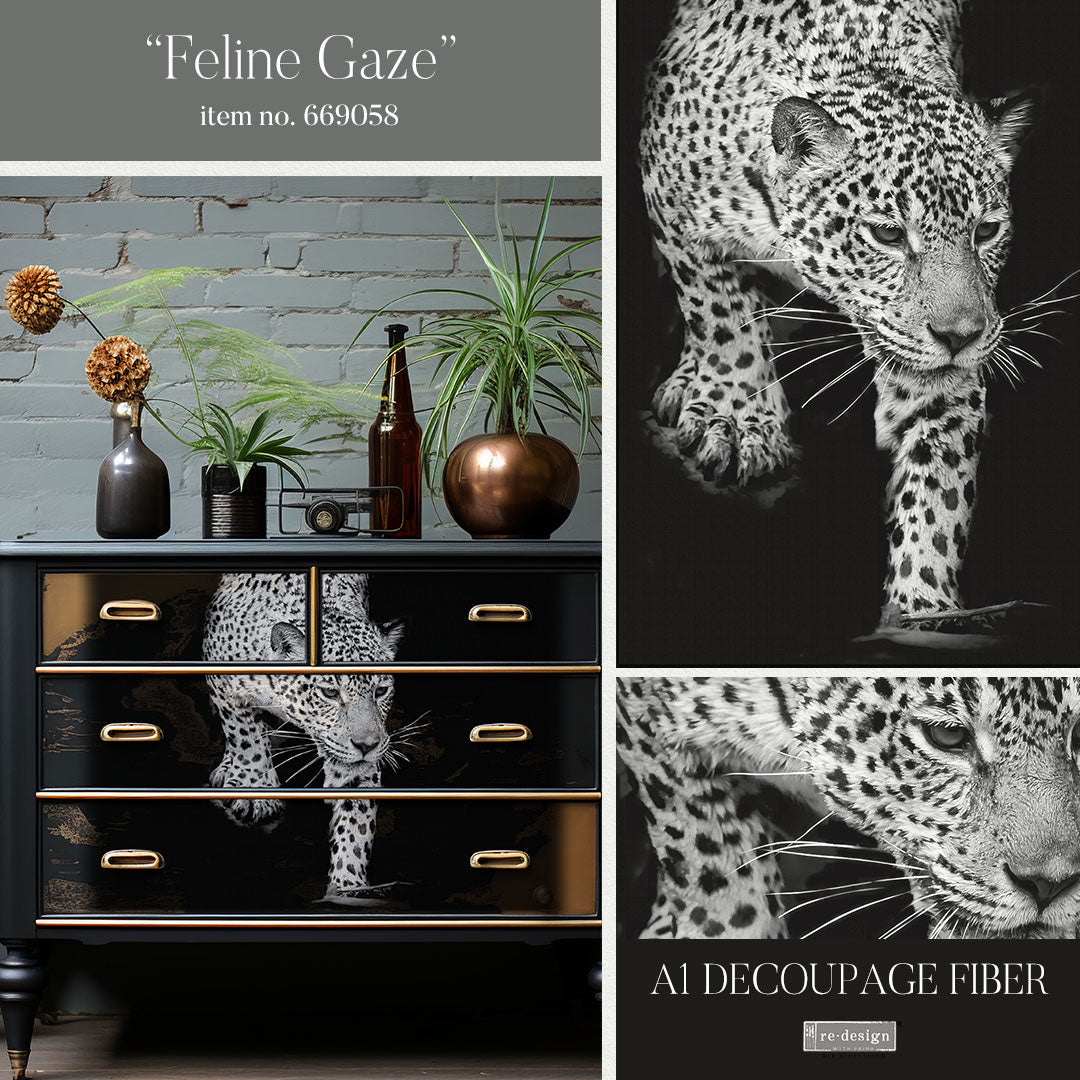 NEW! FELINE GAZE Redesign A1 Decoupage Fibre Paper (59.44cm x 84.07cm) - Rustic Farmhouse Charm