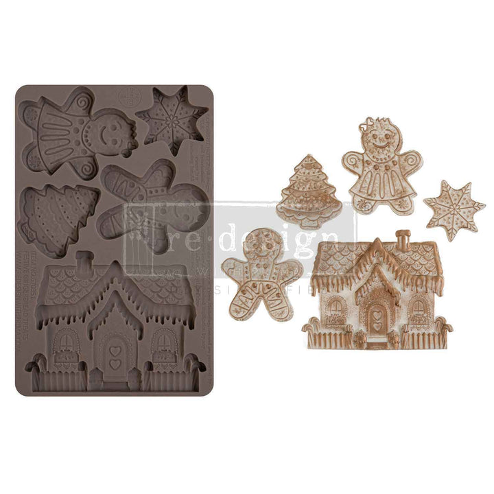 Redesign Mould - FESTIVE GINGERBREAD TREATS (5" x 8") - Rustic Farmhouse Charm