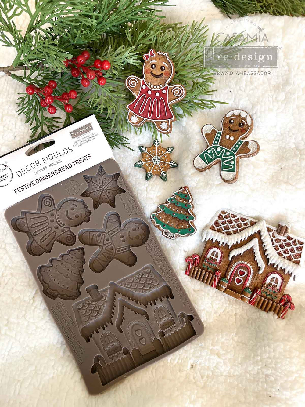 Redesign Mould - FESTIVE GINGERBREAD TREATS (5" x 8") - Rustic Farmhouse Charm