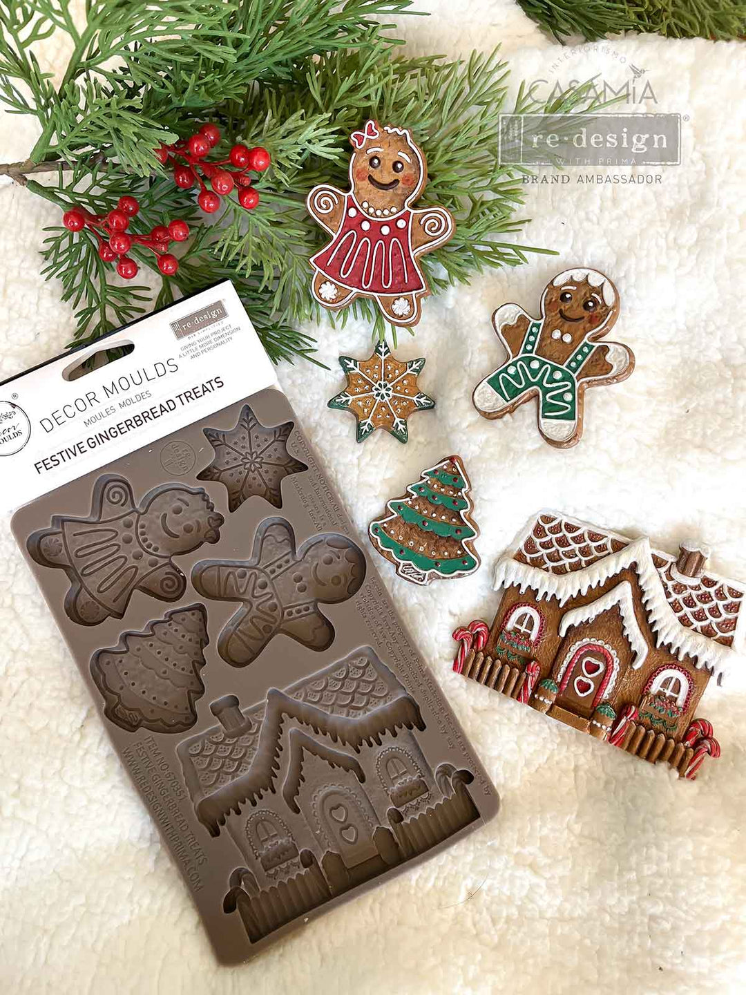 Redesign Mould - FESTIVE GINGERBREAD TREATS (5" x 8") - Rustic Farmhouse Charm