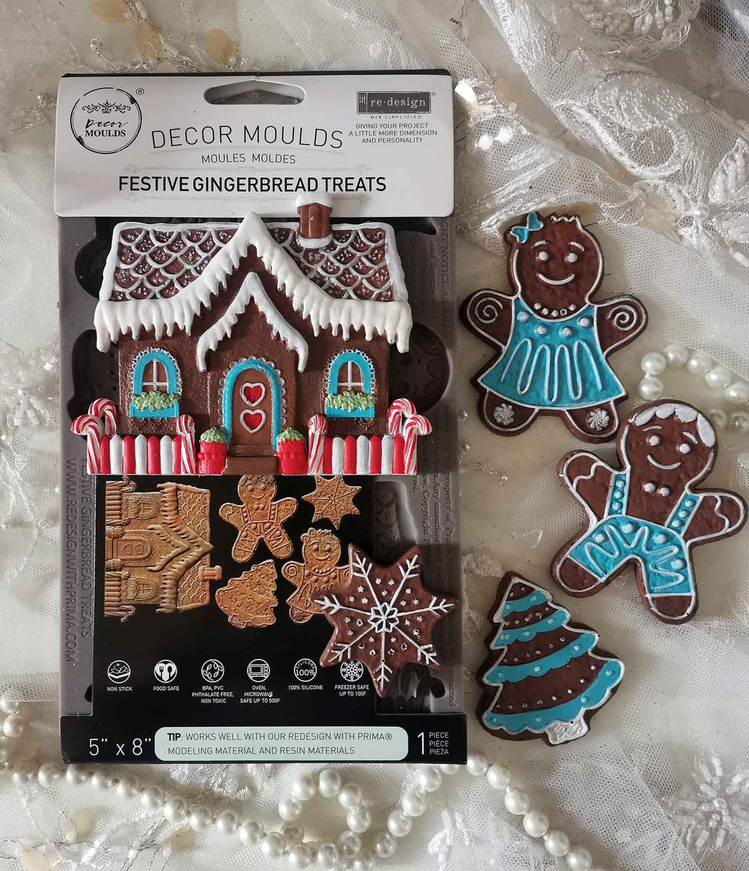 Redesign Mould - FESTIVE GINGERBREAD TREATS (5" x 8") - Rustic Farmhouse Charm