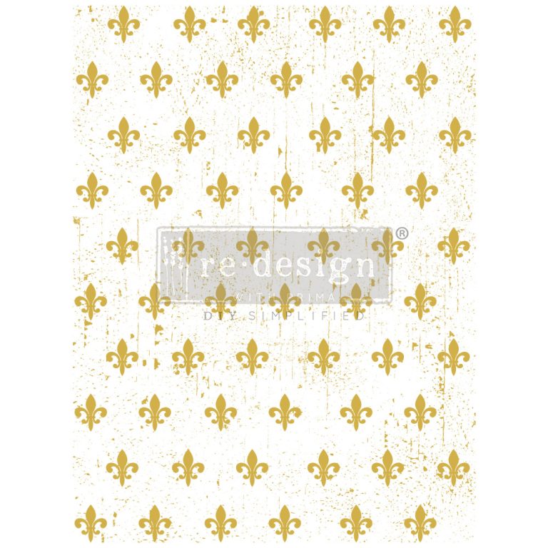 NEW! FLEUR DE LIS Redesign Gold Foil Transfer (45.72cm x 60.96cm) - Rustic Farmhouse Charm