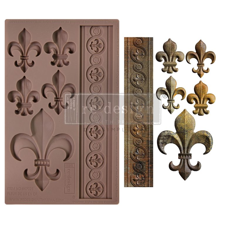 NEW! FLEUR DE LIS EN OR Redesign Mould 5"x8" - Rustic Farmhouse Charm