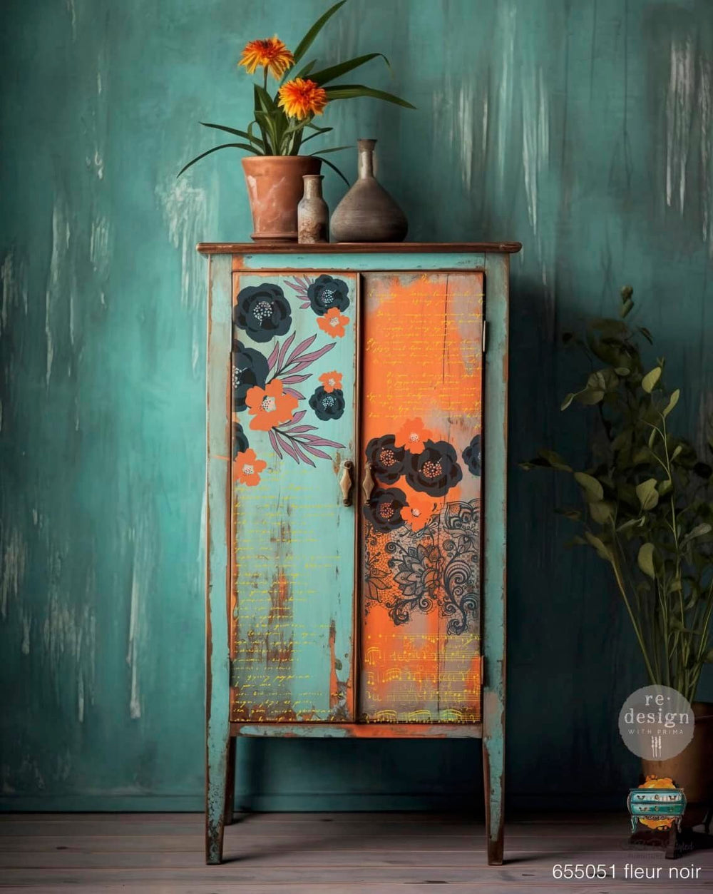 CECE FLEUR NOIR Redesign Transfer (60.96cm x 88.9cm) - Rustic Farmhouse Charm