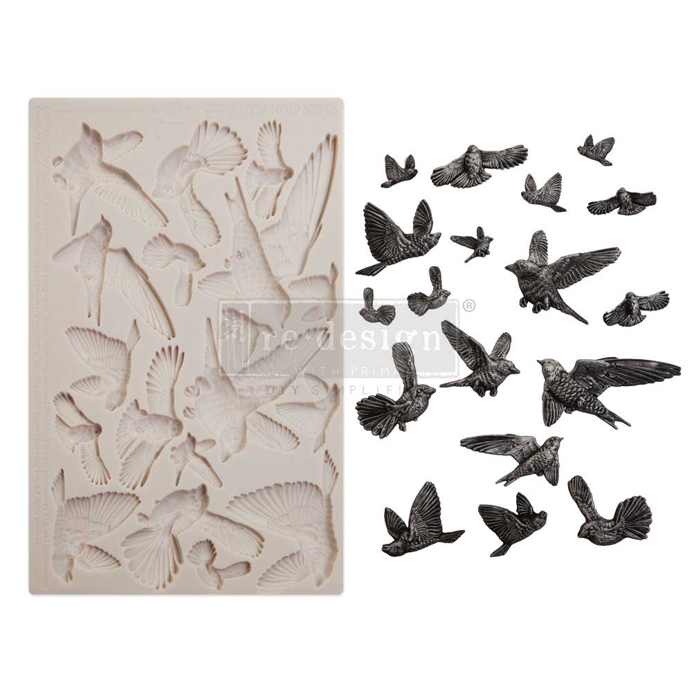 NEW! FLOCKING BIRDS Mould by Finnabair - Rustic Farmhouse Charm