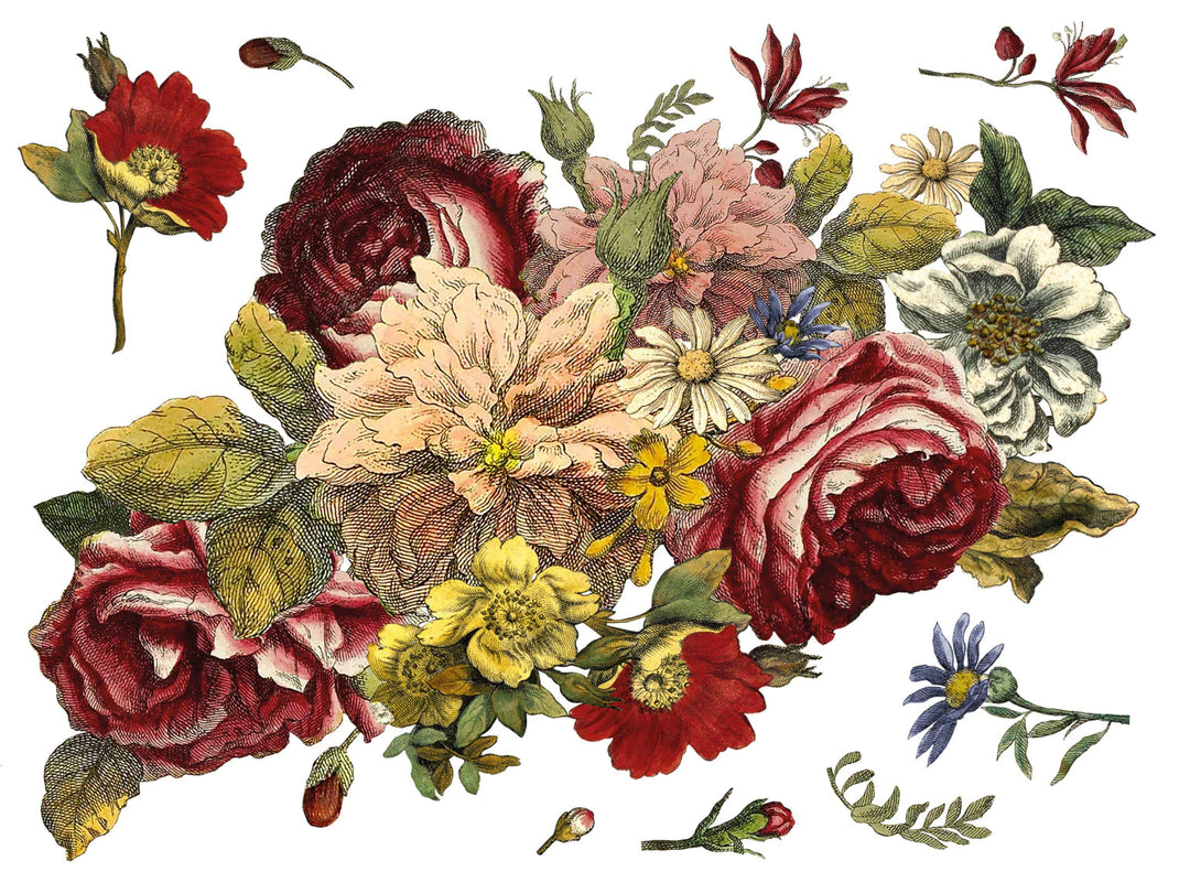 FLORAL ANTHOLOGY Transfer Pad by IOD (set of four 12"x16" sheets) - Rustic Farmhouse Charm